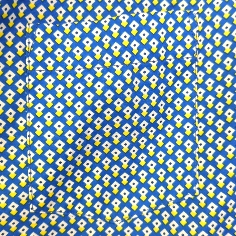 Must SEE Blue&Yellow Geometric Print EUC Vintage Button Down sz 14 - S/M - Picture 6 of 7